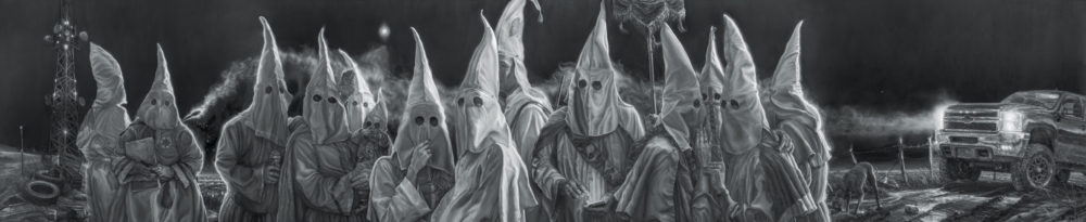 Vincent Valdez (San Antonio, Texas, 1977 –
Houston, present)<br><em>The City I,</em> 2015-16<br>Oil on canvas<br>74 x 360 in.<br>Blanton Museum of Art<br> The University of Texas at Austin<br> Purchase through the generosity of Guillermo C. Nicolas and James C. Foster in honor of Jeanne and Michael Klein<br> with additional support from Jeanne and Michael Klein and Ellen Susman in honor of Jeanne and Michael Klein, 2017<br> Photo by Peter Molick, courtesy of the artist and David Shelton Gallery.