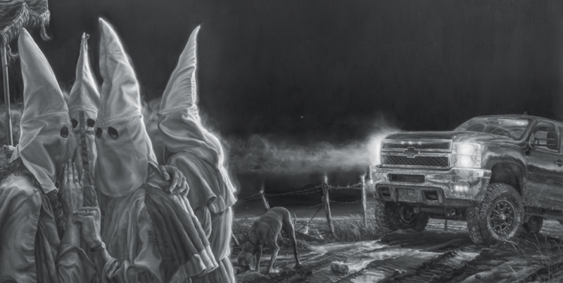 Vincent Valdez <em>The City I,</em> 2015-16 (detail)<br>Oil on canvas<br>74 x 360 in.<br>Blanton Museum of Art, The University of Texas at Austin, Purchase Through the Generosity of Guillermo C. Nicolas and James C. Foster in Honor of Jeanne and Michael Klein, With Additional Support from Jeanne and Michael Klein and Ellen Susman in Honor of Jeanne and Michael Klein, 2017<br>Photo by Peter Molick, Courtesy of the Artist and David Shelton Gallery