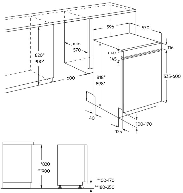 מדיח כלים חצי אינטגרלי FEB53622ZM Pro Intensiv™ AirDry AEG Israel א