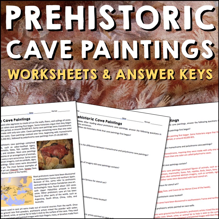 Prehistoric Cave Paintings Reading Worksheets and Answer Keys - A Page