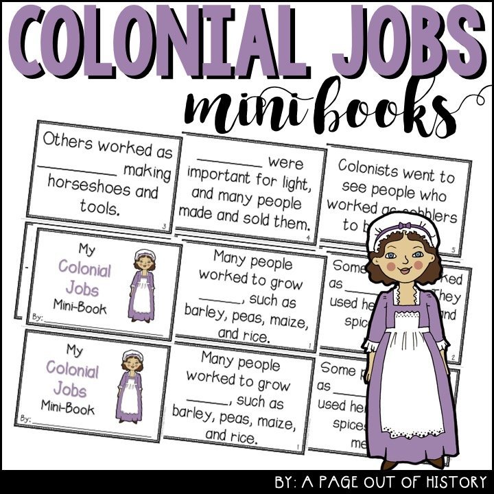 Colonial Jobs Mini-Books (Colonial America) - A Page Out of History