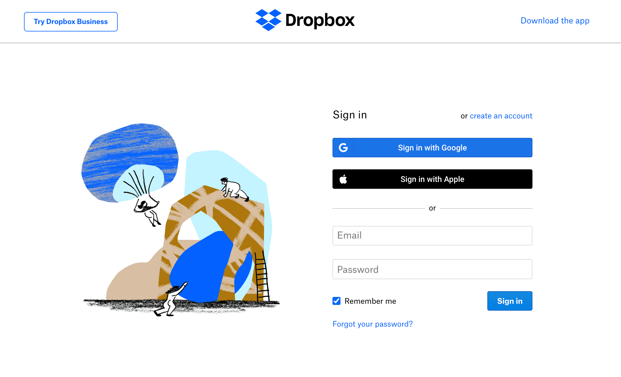 Perfect Dropbox Signup Page