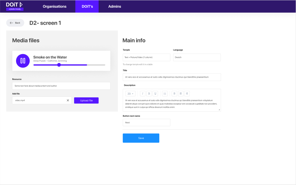 Course Page of a Standard e-learning website