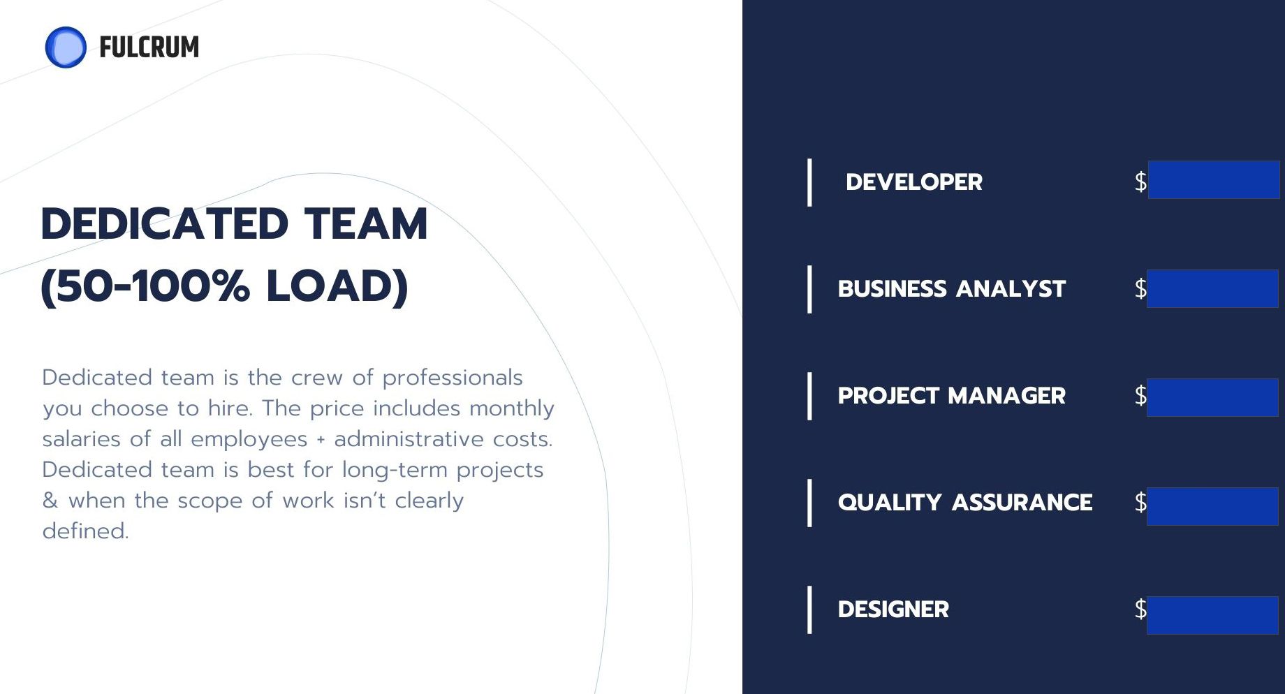 Example of a software development team structure for BUFF project