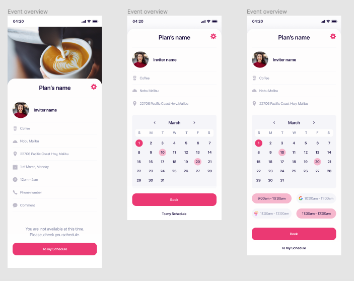 Calendar for personalized & universal events for Event Management Software.