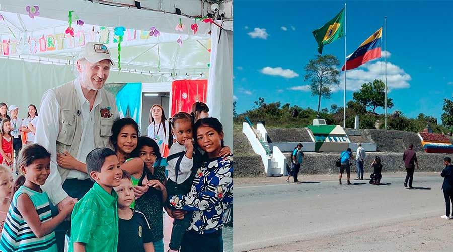Ator Liam Neeson visita refugiados venezuelanos em Roraima