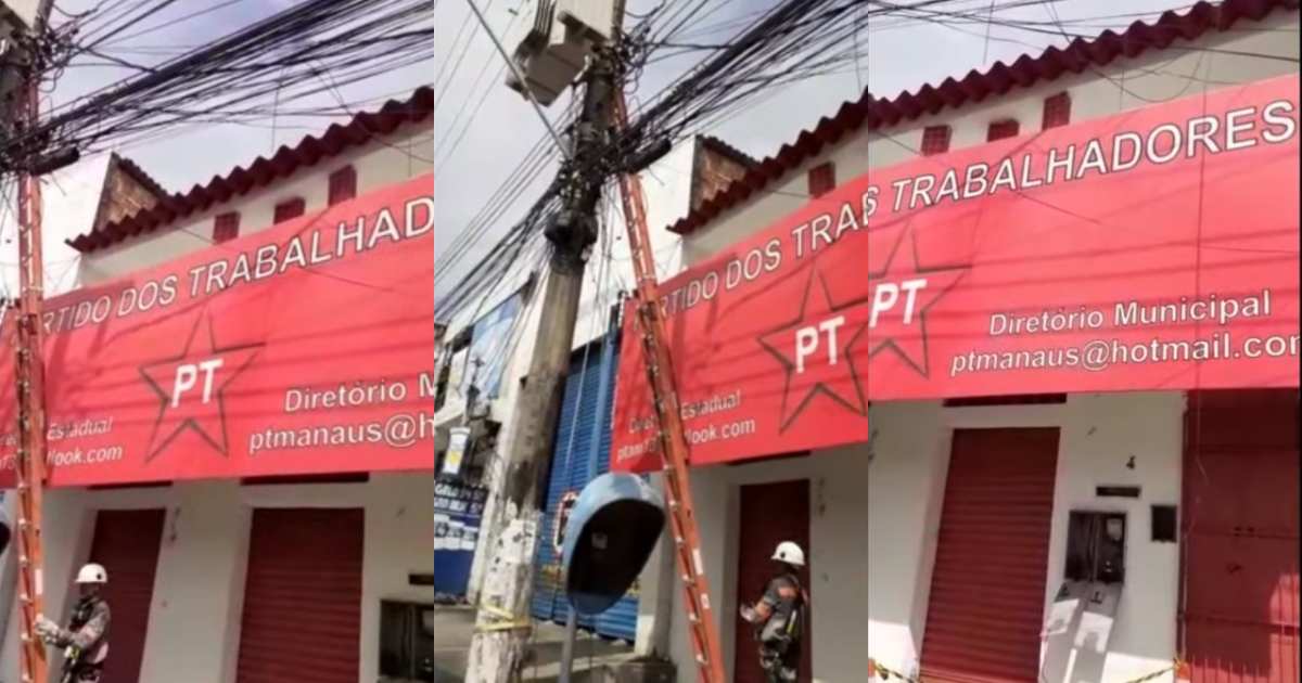 Sede do PT em Manaus é flagrada com 'gato' e tem energia cortada