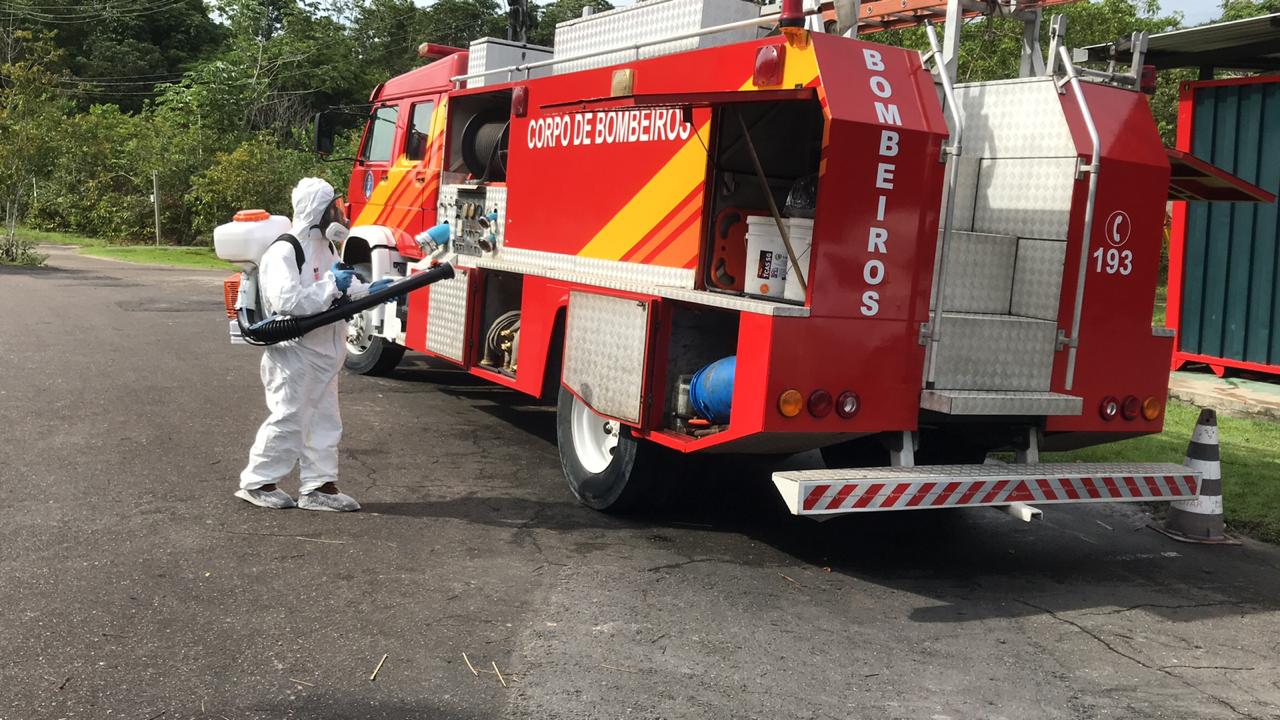 Quartéis e viaturas do Corpo de Bombeiros passam por sanitização