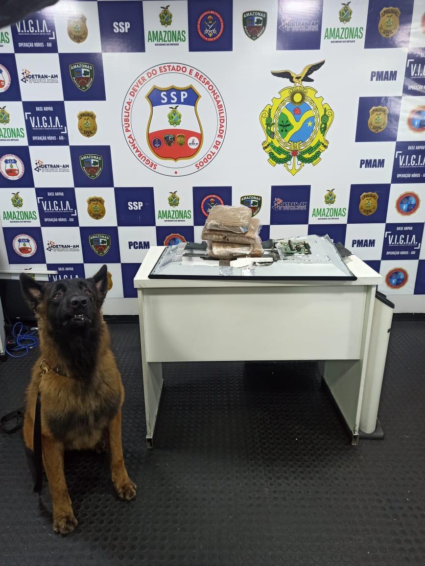 Policiais da Base Arpão apreendem droga encontrada dentro de uma TV