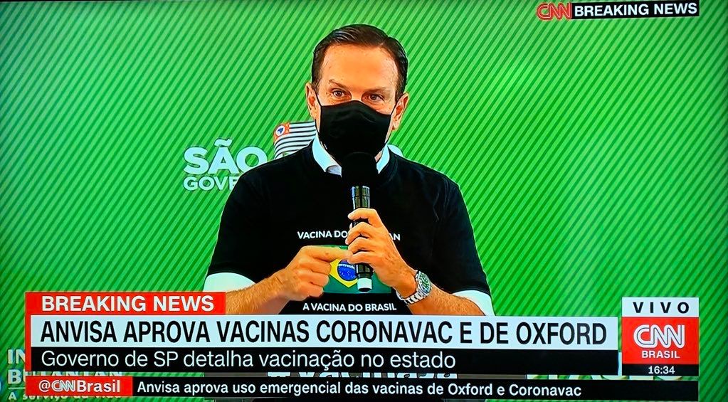 Vídeo: Dória diz que enviará 50 mil doses para Manaus nesta segunda-feira