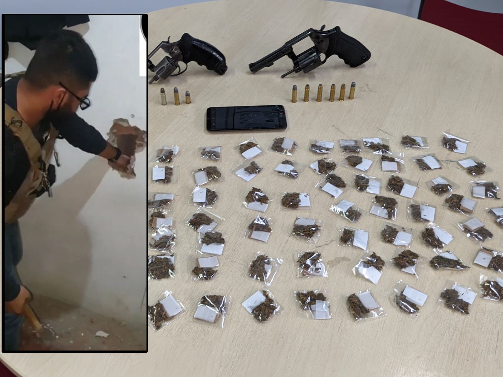 Traficante preso escondia armas dentro de parede