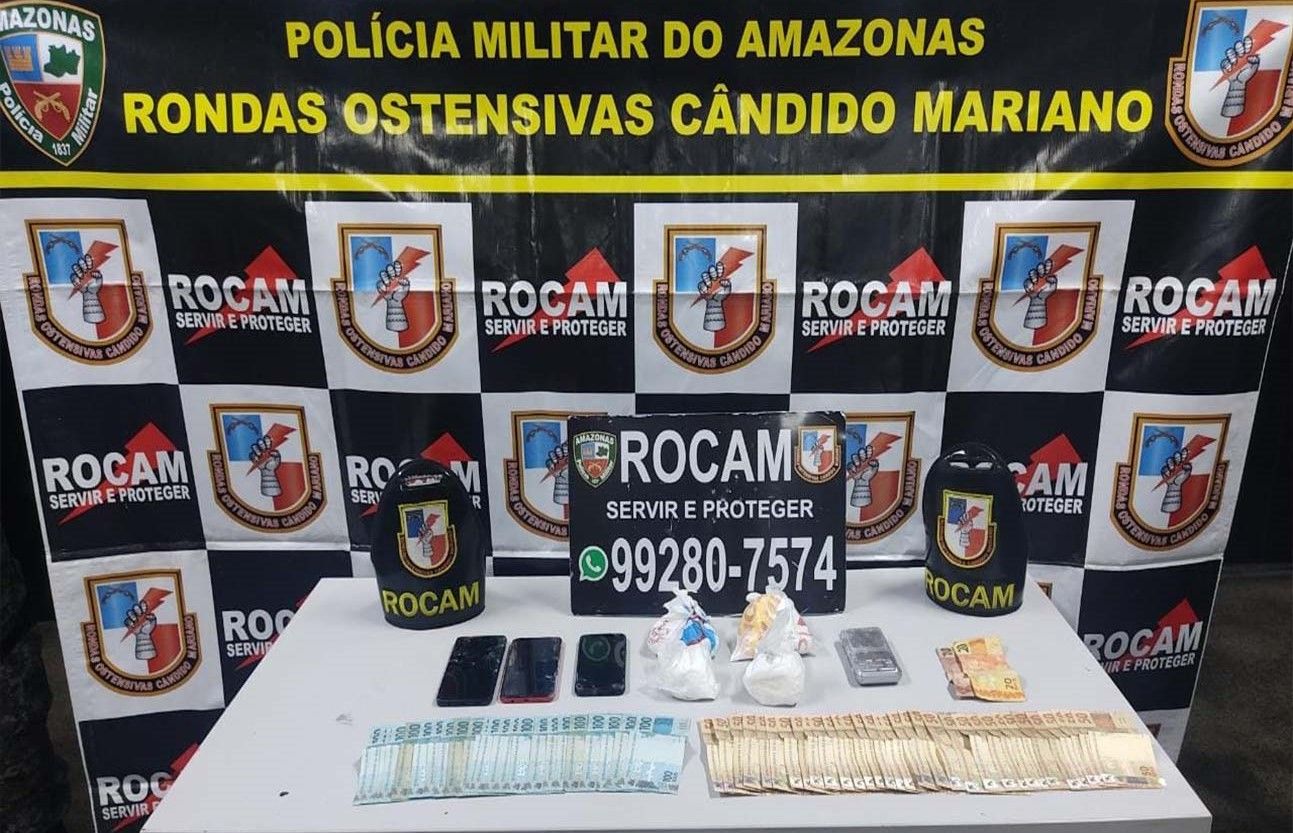 Rocam detém mãe e filho por tráfico de drogas, no bairro Educandos