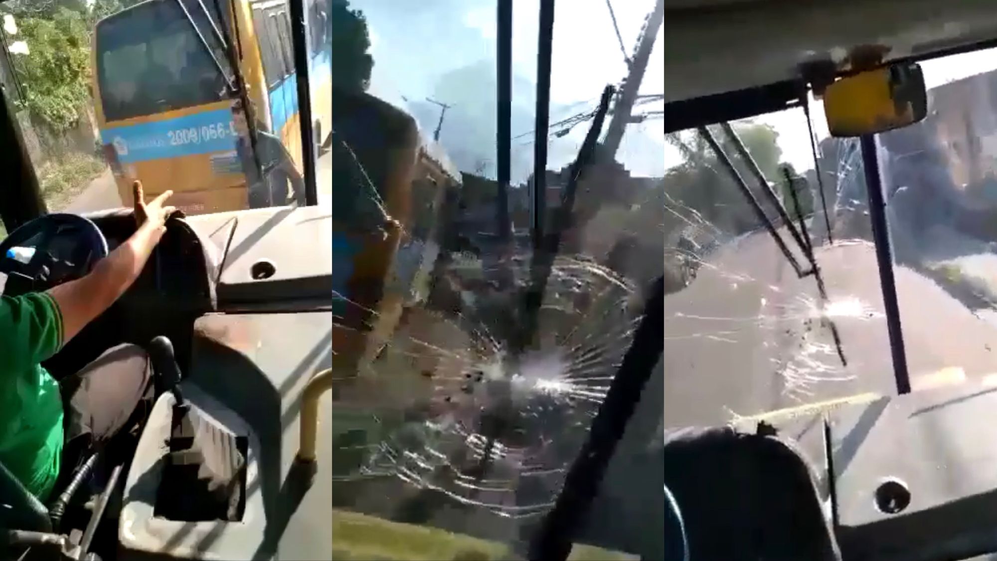 Funcionário de ‘Alternativo’ quebra para-brisa de ônibus; confira