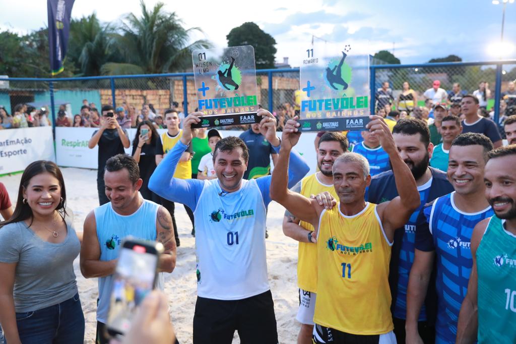 Ao lado de Romário, Wilson Lima anuncia o projeto Mais Futevôlei nos Bairros