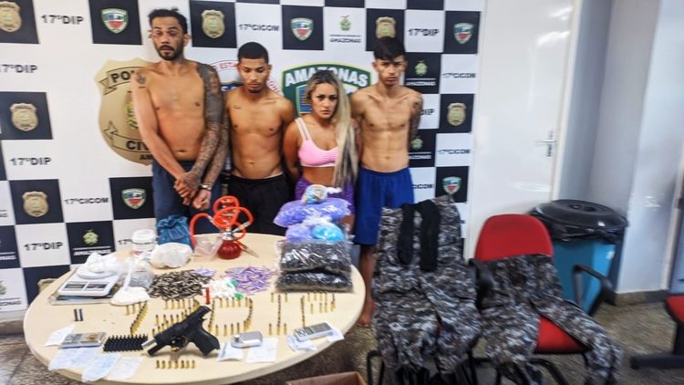 Quadrilha liderada por mulher é presa com drogas e fardas da Rocam