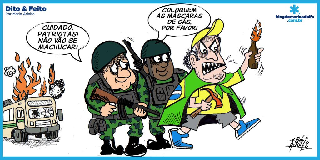 Dito & Feito: BADERNAÇO VERDE E AMARELO - Criminosos bolsonaristas promovem quebra-quebra em Brasília e ninguém é preso