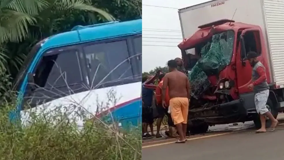 Acidente entre caminhão e micro-ônibus na AM-070 deixa feridos, no AM
