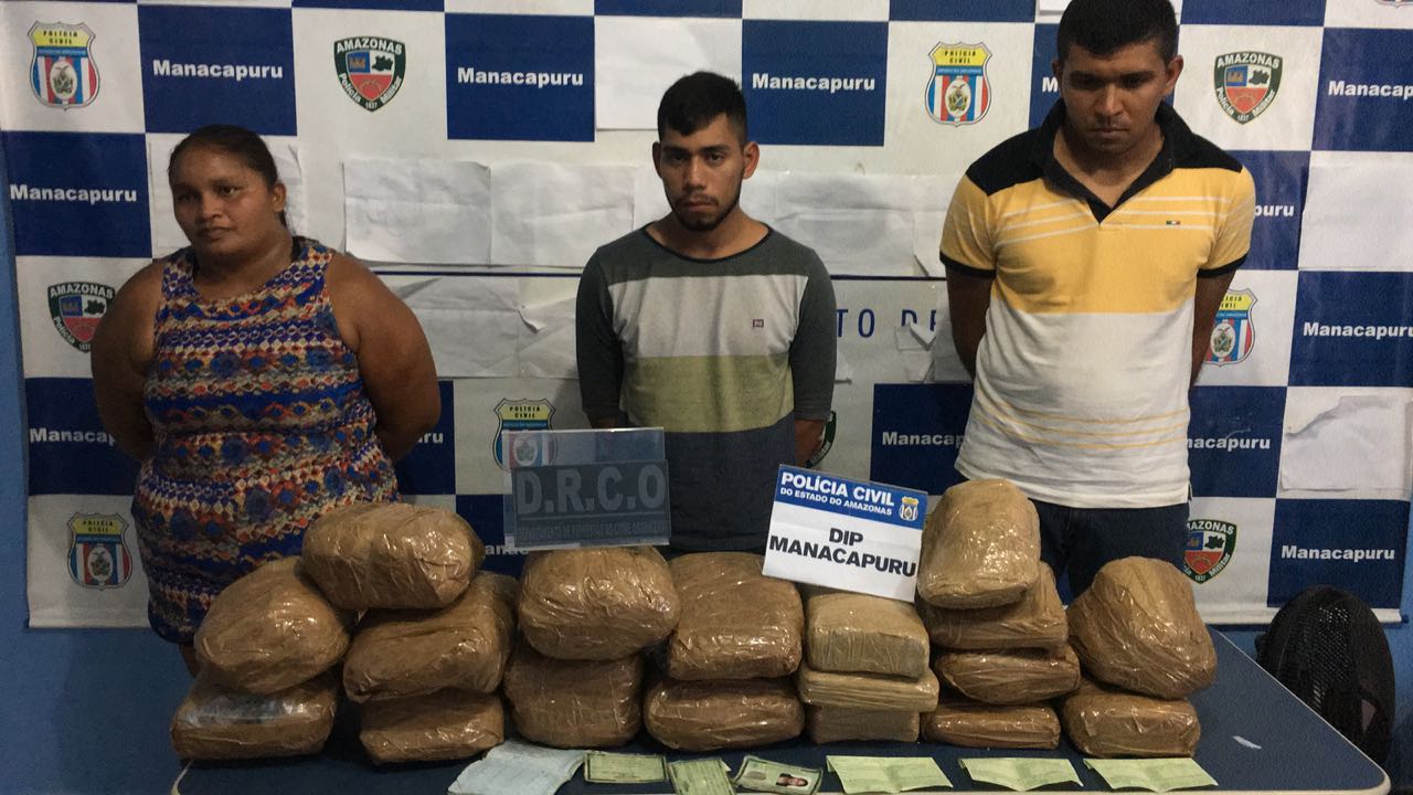 Trio é preso com 20kg de maconha no interior do AM avaliada em R$ 100 mil