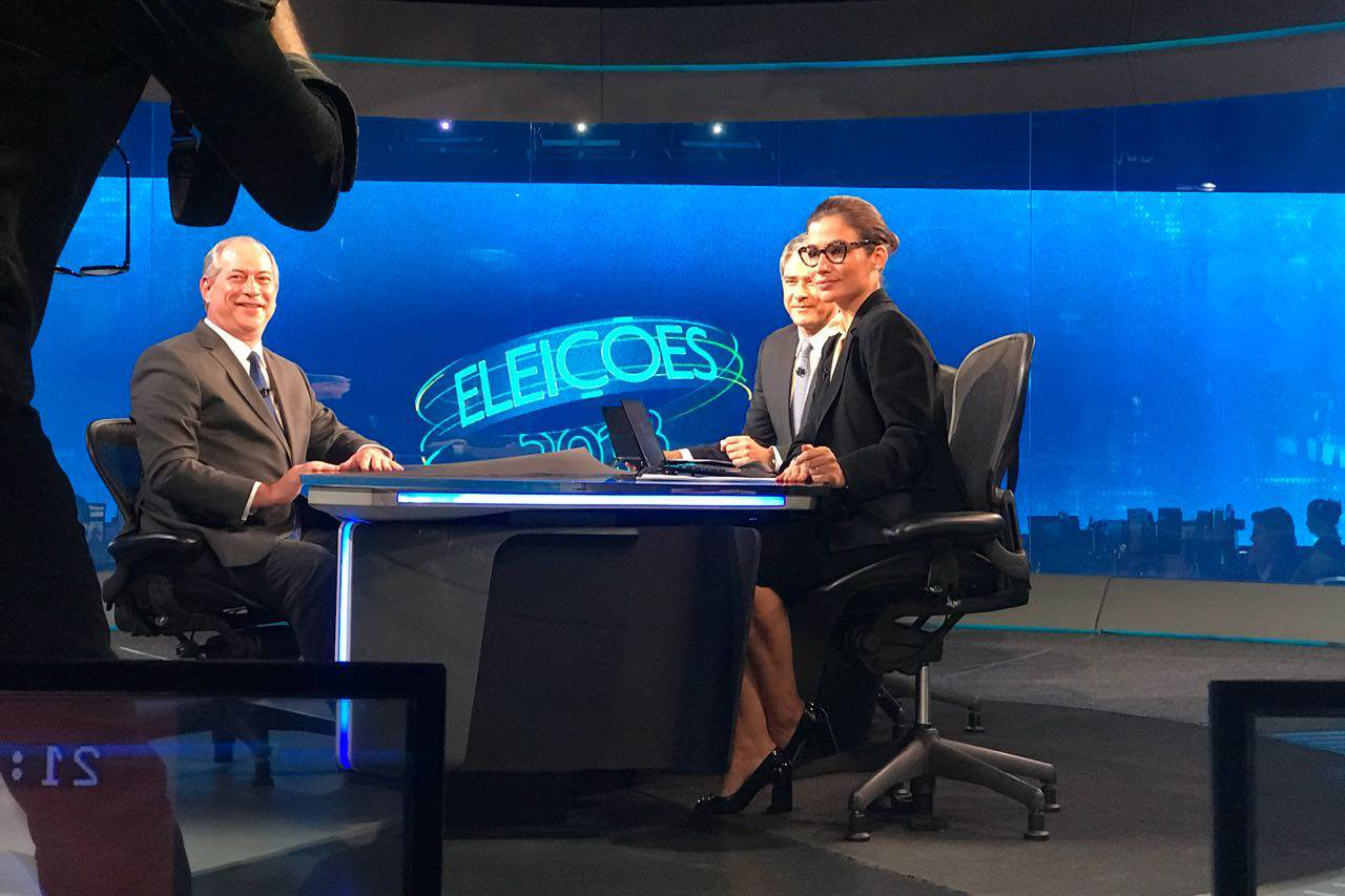 Bonner e Renata falaram durante 40% do tempo em entrevista com Ciro Gomes