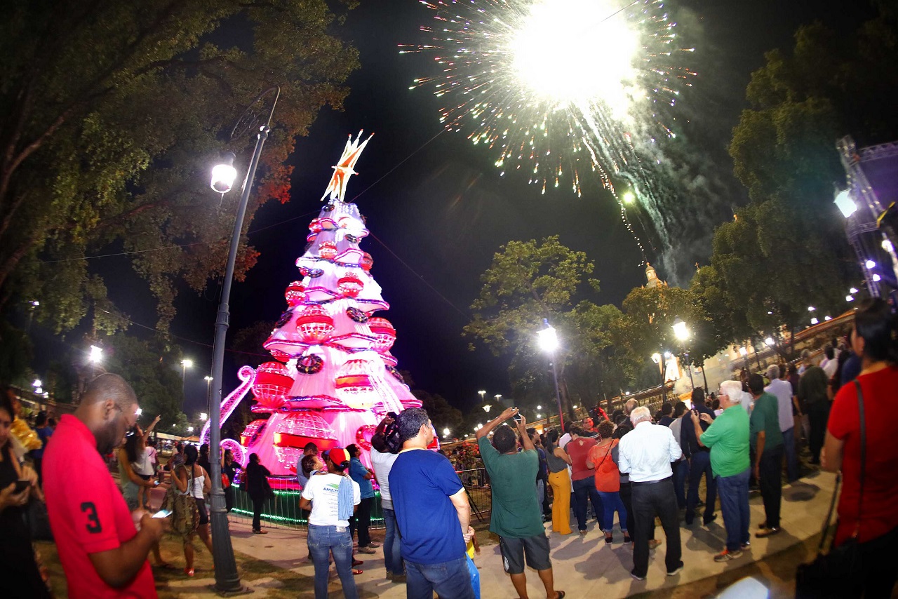 Árvore de Natal é inaugurada na Praça da Matriz