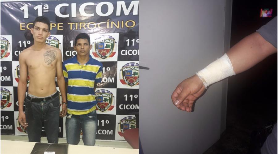 Homem reage a prisão e morde braço de policial militar em Manaus