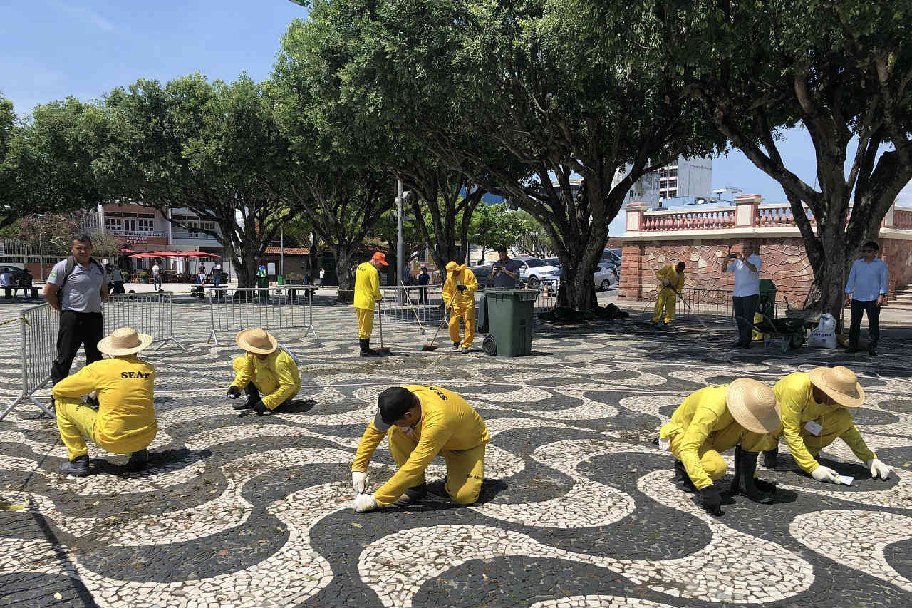 Reforma no Largo de São Sebastião é feita por internos do CDPM 2