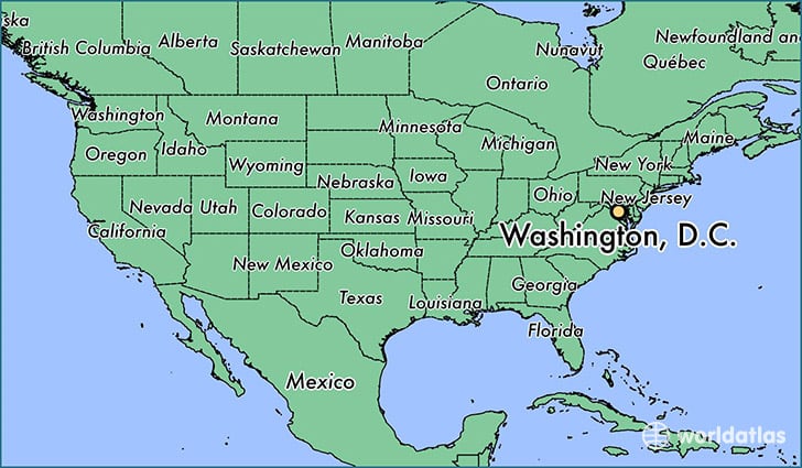 Map Of Usa Showing Washington Dc