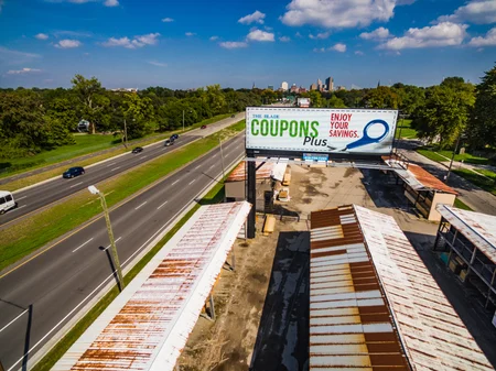 LED billboard drone shot