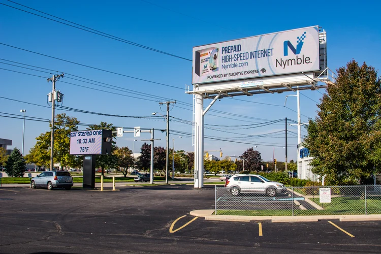 Billboard over parking lot