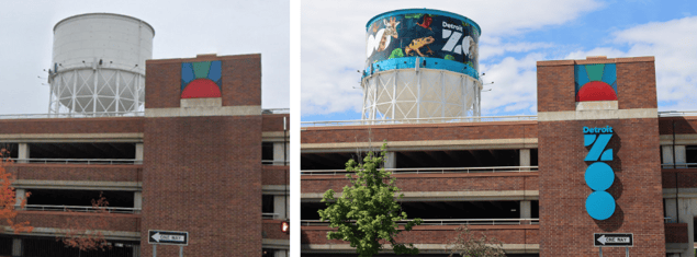 before/after parking garage signage