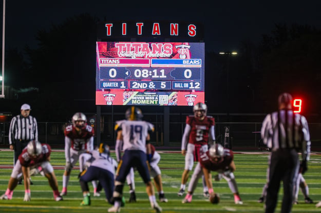 LED digital scoreboard at Southgate football game