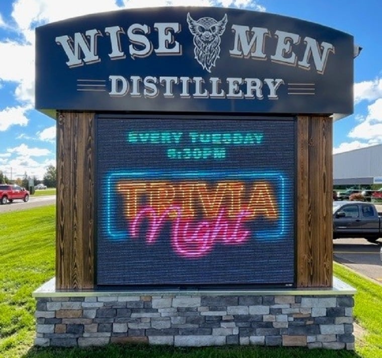 Wise Men Distillery LED Display