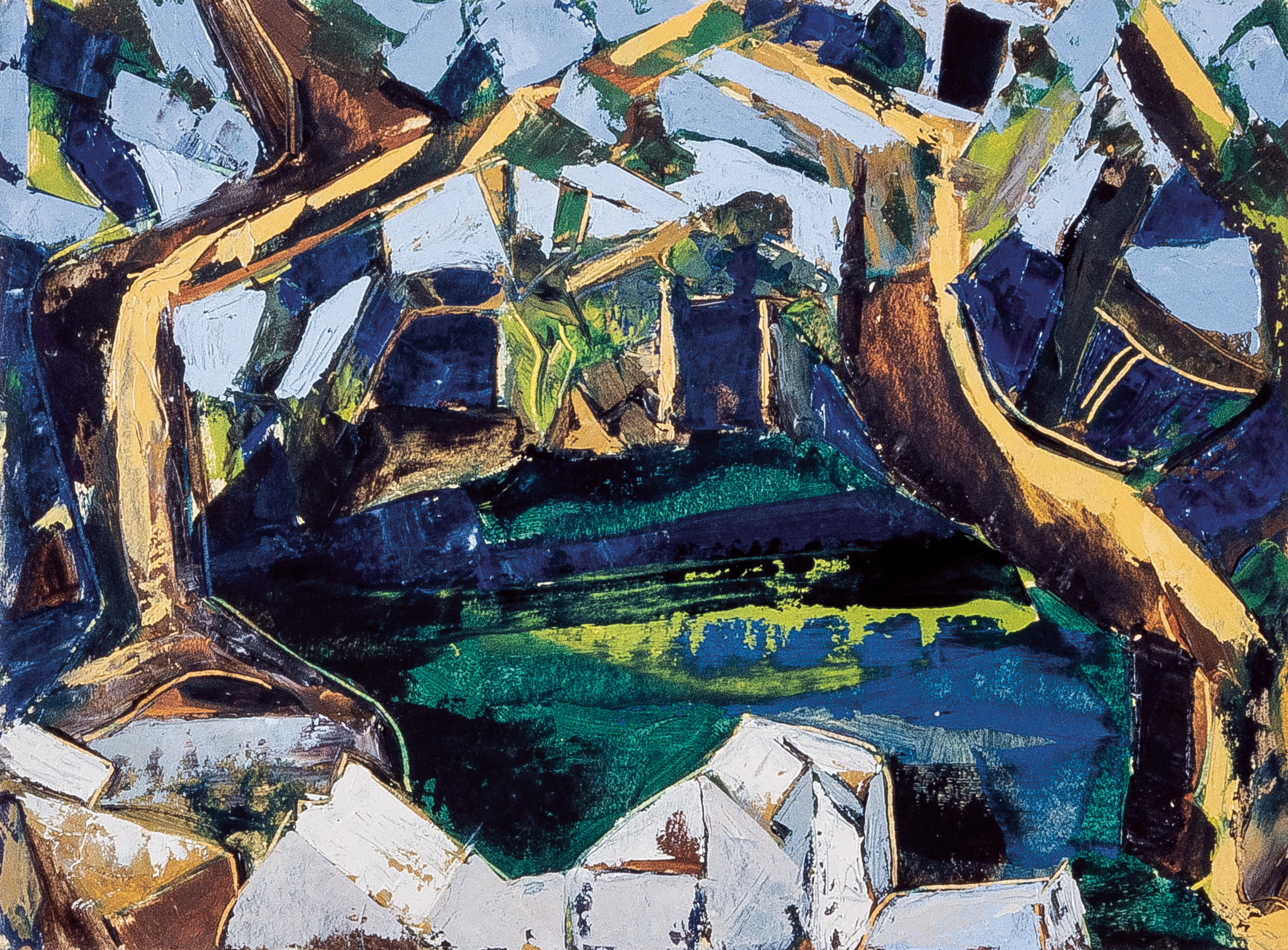 Mountain, oil on particle board, 1960s.