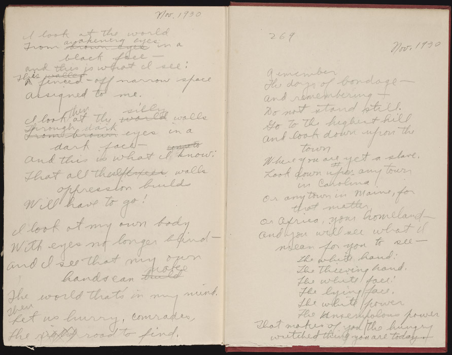 Facsimile of two handwritten poems by Langston Hughes