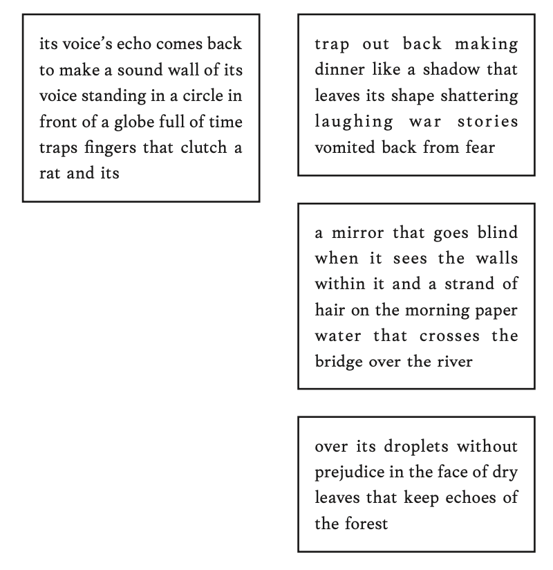 A visual poem under the section "Workshop 3: Seeing"