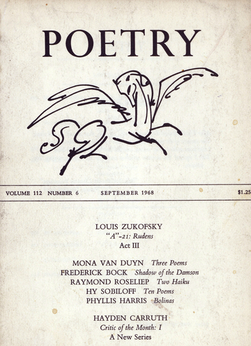 Cover for Poetry Magazine, September 1968