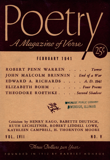 Cover for Poetry Magazine, Feb 1941