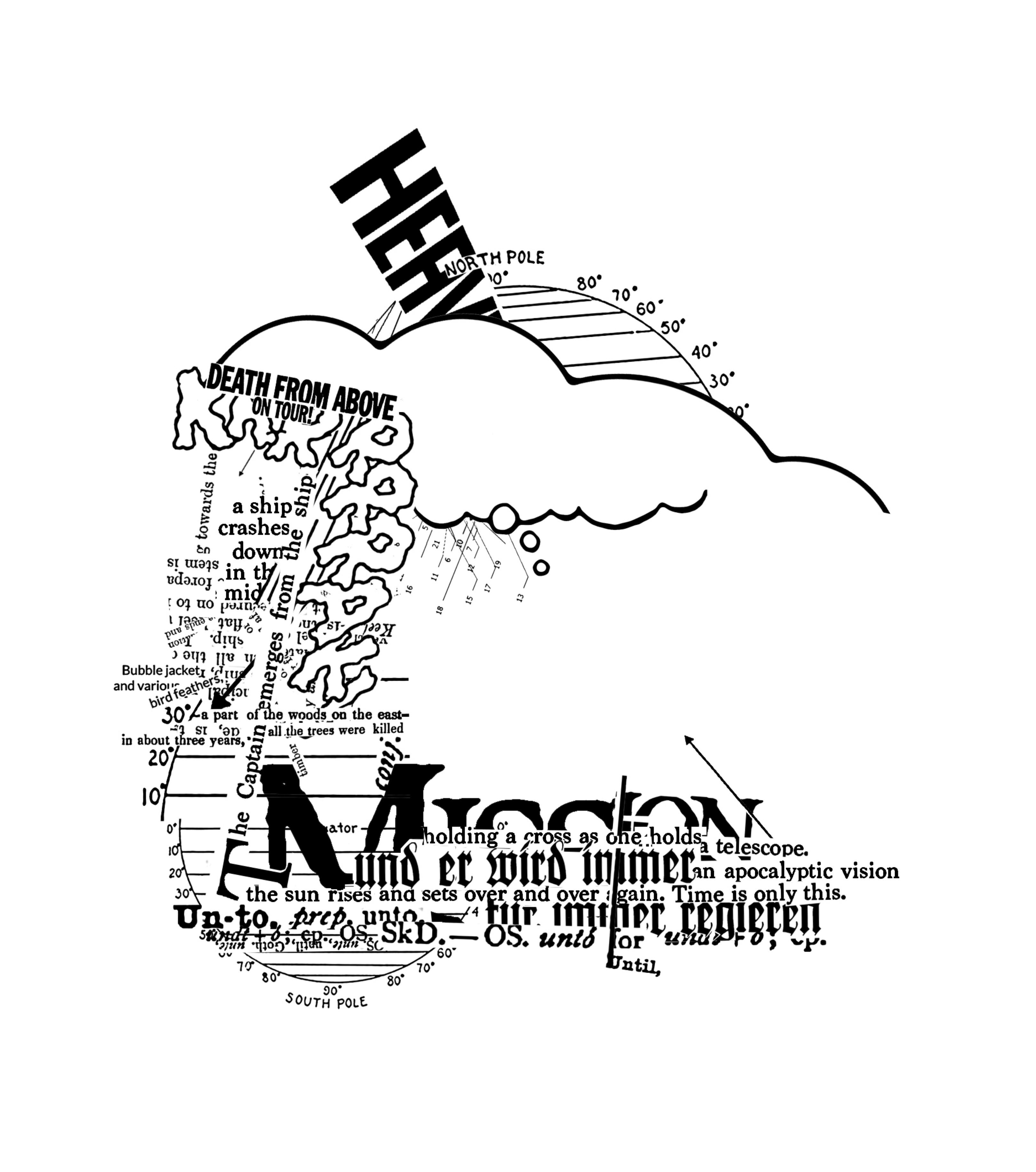 Illustration “ ... a ship crashes down ... ” by Douglas Kearney