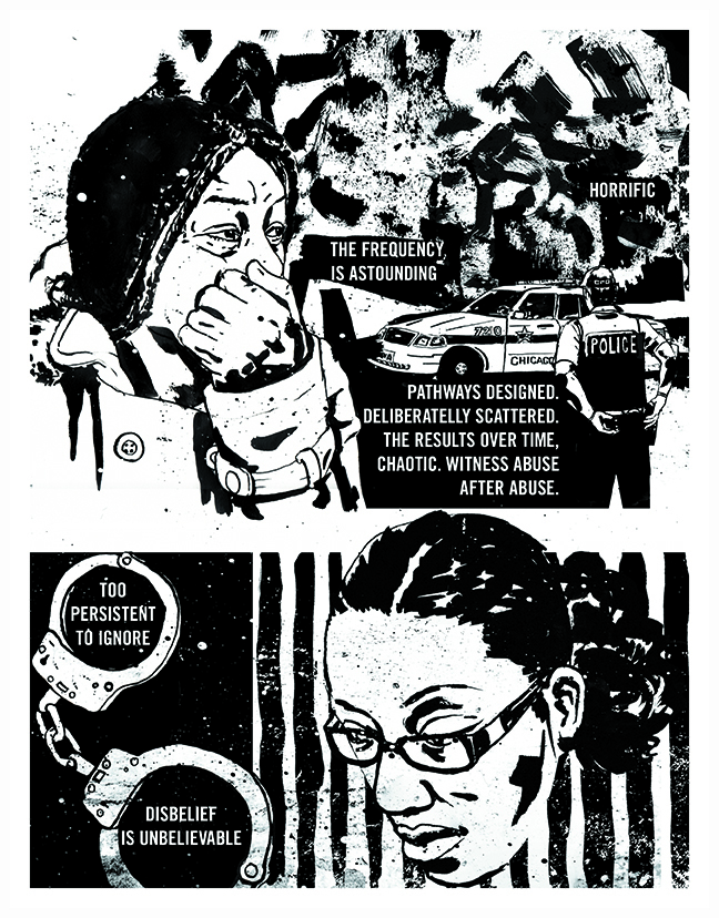 A black and white comic by Damon Locks