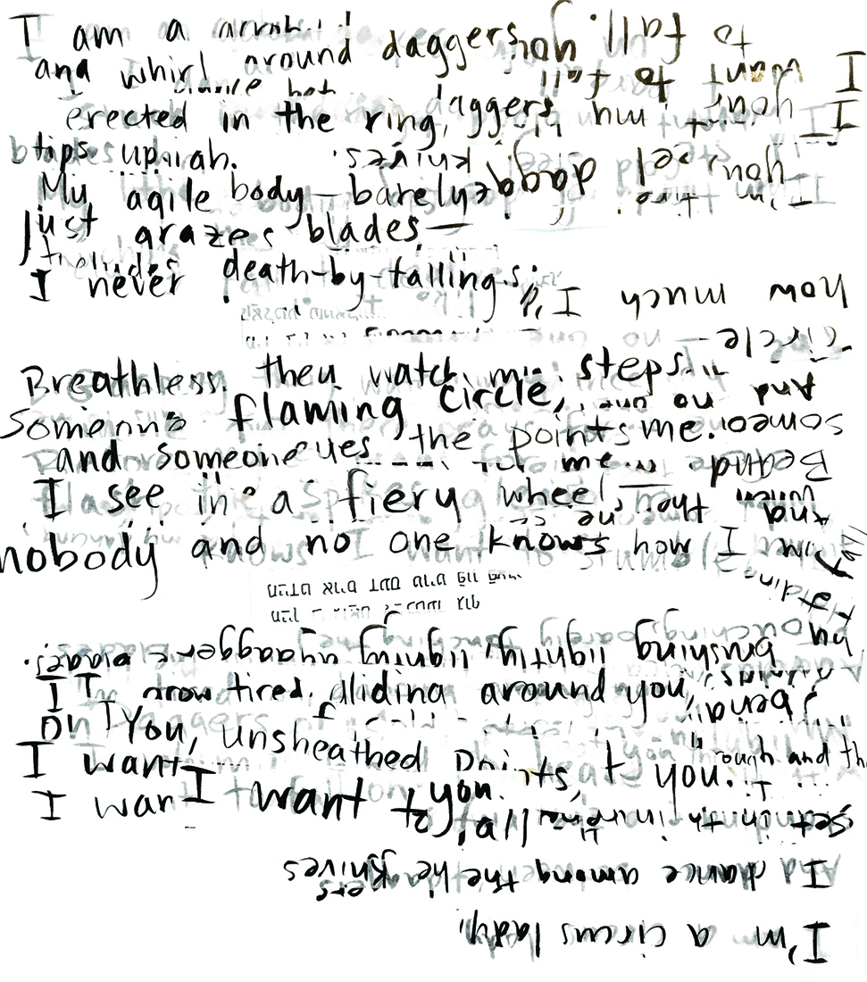 Layers of handwritten notes on top of each other. Some sections are legible, but others are too layered. There is some Hebrew text, as well.