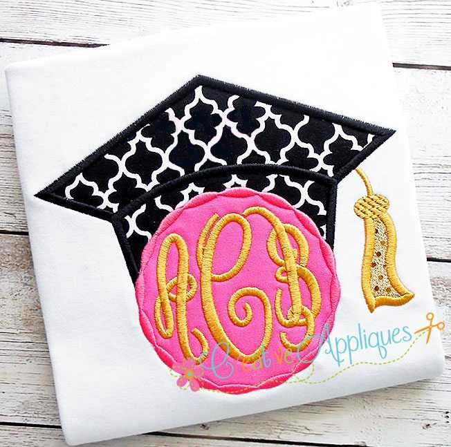 Monogram Girl Graduation Cap Applique Creative Appliques