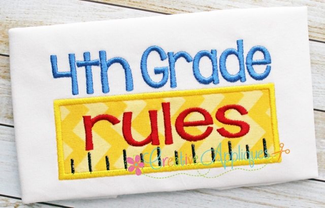 4th Fourth Grade Rules Applique - Creative Appliques