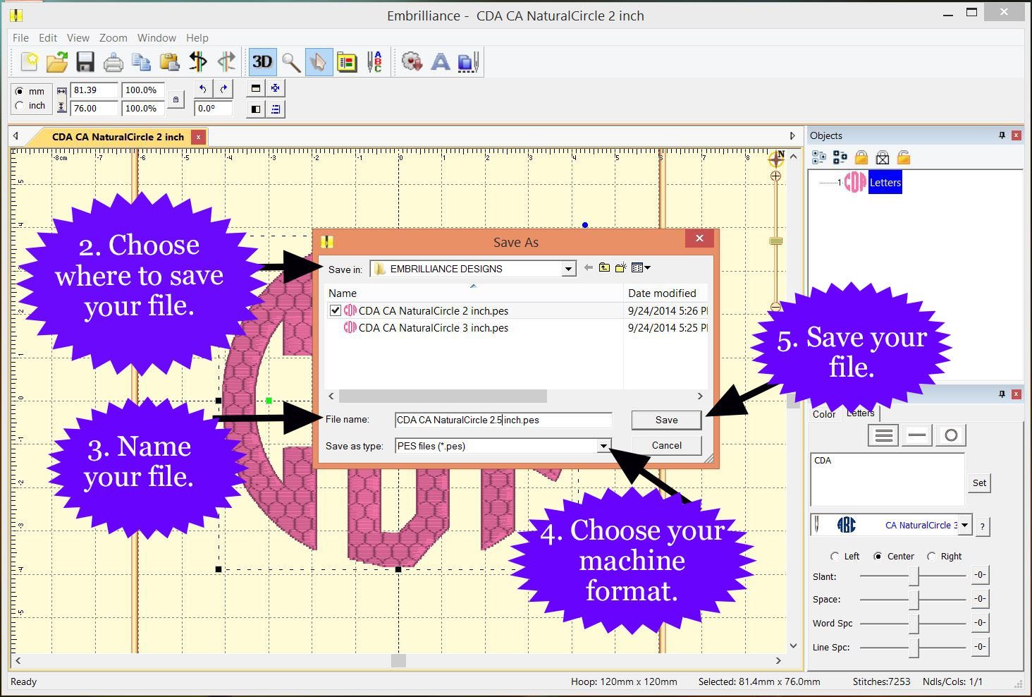 VIDEO 4. How to save your font in Embrilliance Creative Appliques