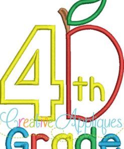 4th Fourth Grade Apple Applique - Creative Appliques
