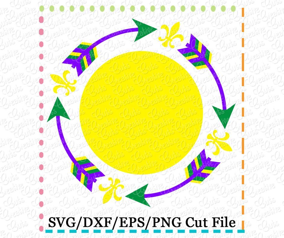 Tribal Mardi Gras Monogram Frame Cutting File Svg Dxf Eps Creative Appliques