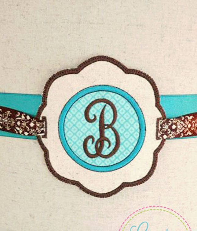 scallop monogram banner charm