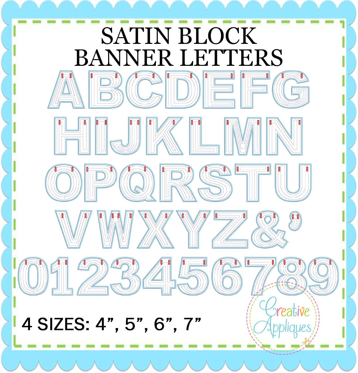 Satin Block Banner Alphabet Letters In The Hoop Creative Appliques