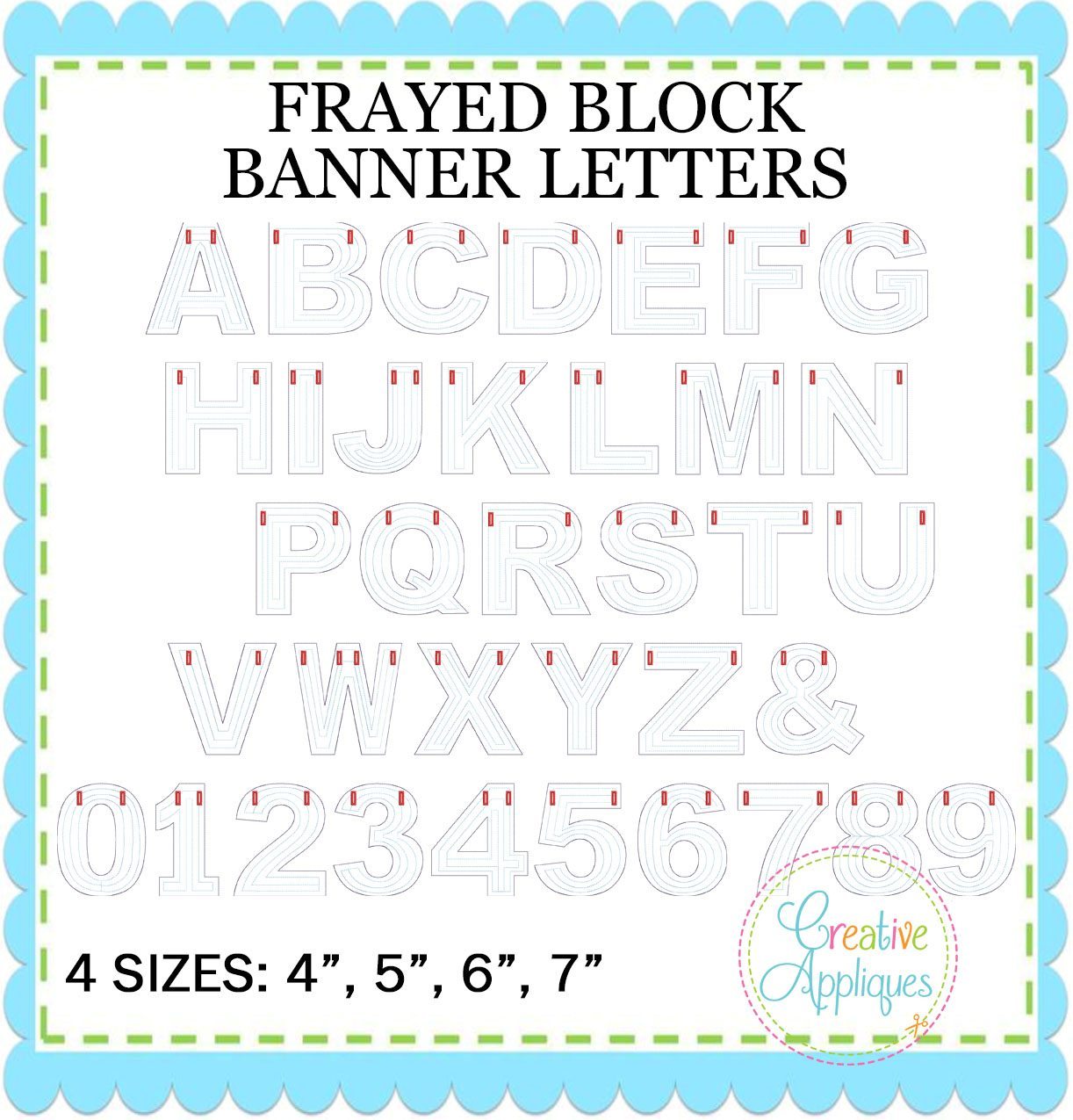 Frayed Block Banner Alphabet In The Hoop Creative Appliques