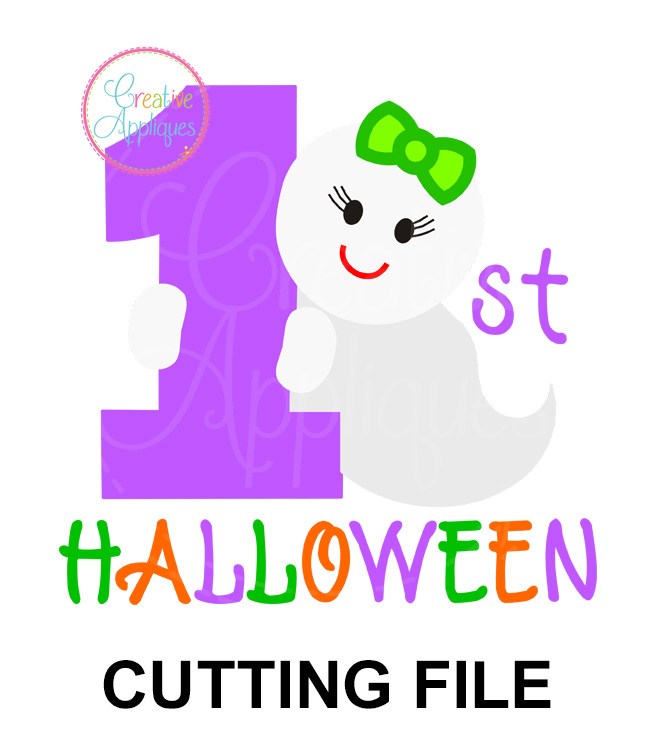 1st Halloween Girl Ghost Cutting File Svg Dxf Eps Creative Appliques