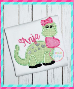 Valentine Girl Dinosaur Applique - Creative Appliques